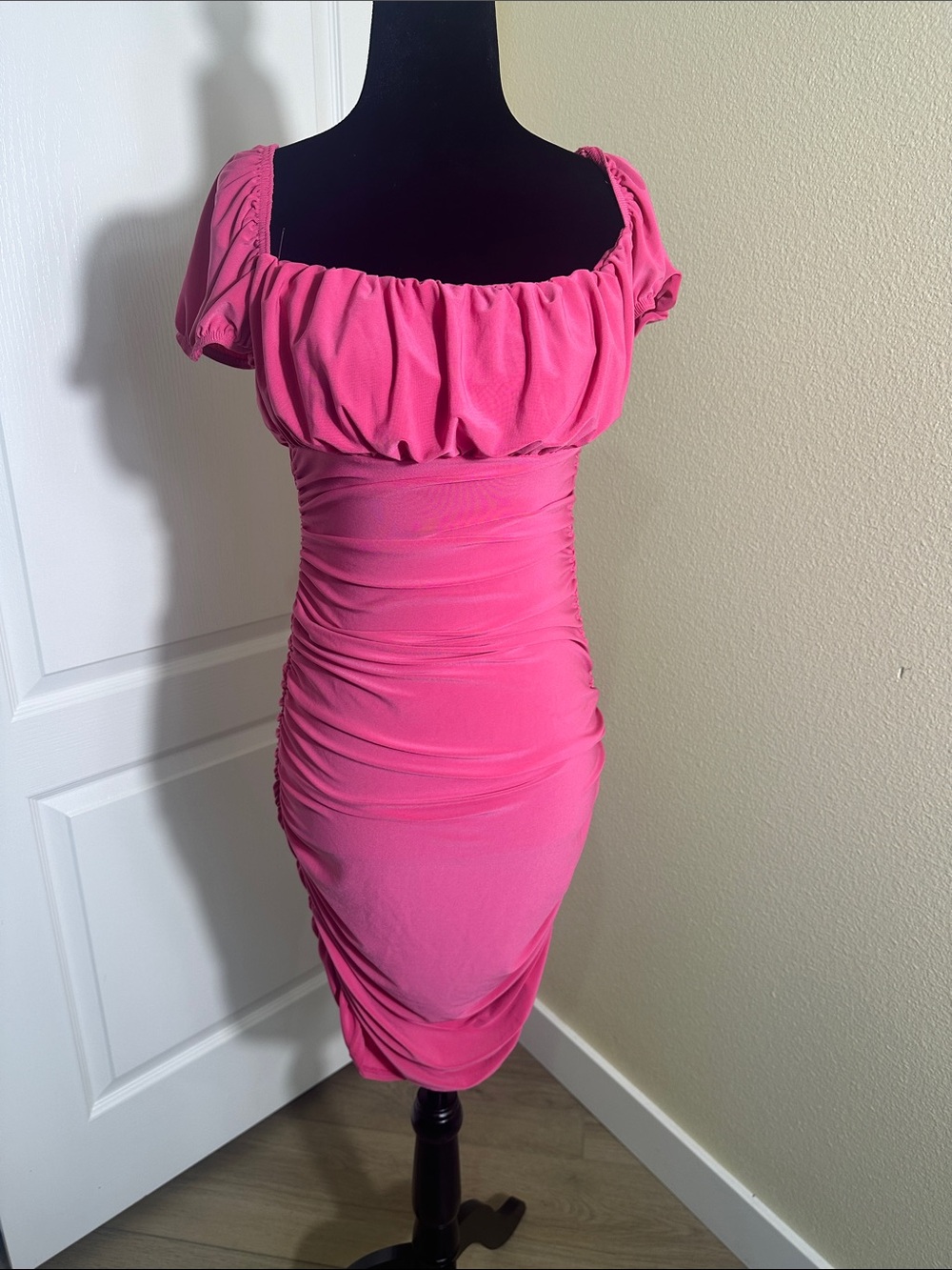 Pink Club London ruched cocktail dress. Size 8. NWT